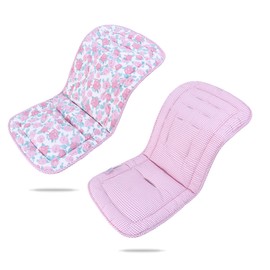 Baby Pushchair Seat Liners,Pram Liner Universal Fit for Most Pushchairs,100% Cotton Double-Sided Baby Stroller Cushion Pad,Stroller Seat Cover for Toddler Infant 1 Pack,78x34cm(Pink Rose+Checked)