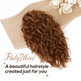 Flufymooz Ponytail Extension, 12" Short Claw Ponytail Extension Wavy Curly Jaw Clip in Pony tails Hair Extension Natural Synthetic Hairpiece for Women (Copper Red)