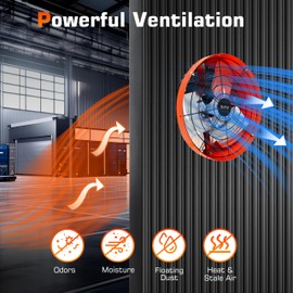 Xcity 14 inch Gable Mount Fan with Adjustable Thermostat, Heavy-Duty Vent Attic Fan, High Velocity 1600 CFM, 2400 sq.ft, Metal Exhaust Ventilator for Garage, Attic, Greenhouse