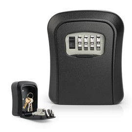 UKOFEW Waterproof and rustproof key box, key box with 4-digit numbers, black key safe