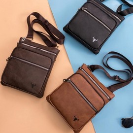 Men's Cross Bag Men's Casual Unisex Outdoor Use travel dark brown 5ea