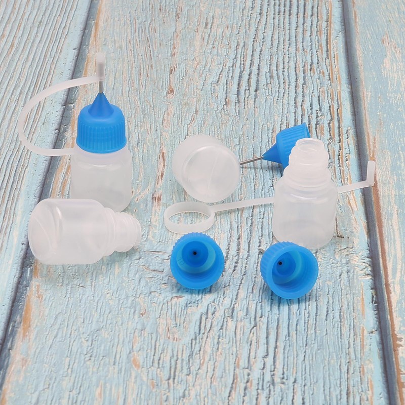10pcs 3ml Empty Plastic Dropper Bottles Metal Needle Bottle Blue
