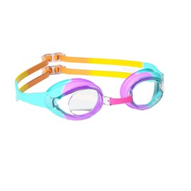 Rainbow Iridescent Swimming Goggles with Protective Case, Mirrored Lenses, Adjustable Strap (YJ691-Purple)