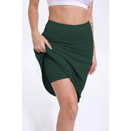 CZRLHYT Women's Knee Length Skorts Skirts,Women Long Knee Length Skirt with Undershorts Green S