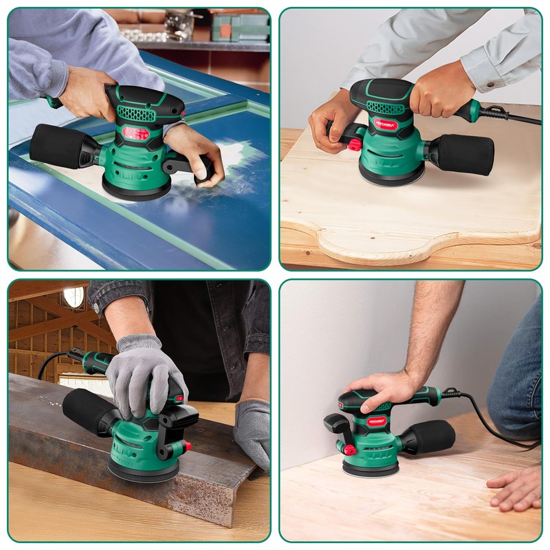 Orbital Sander 3.8Amp 450W, HYCHIKA 6 Variable Speeds Double Handle