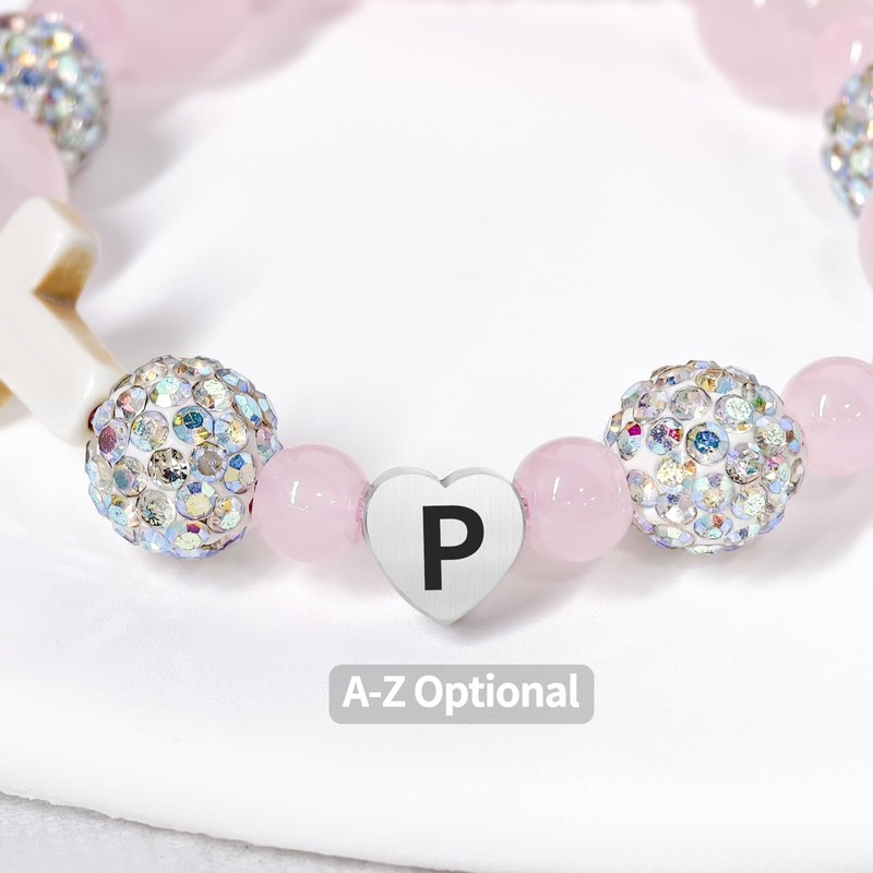 Cross Initial Q Bracelet for Girls, Baptism Gifts for Girl,