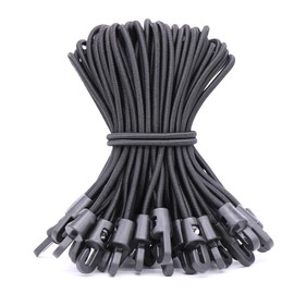LOOGI Bungee Cords with Hooks 25 Pcs 6 Inch Elastic Bungee Ropes with Hooks - Short Tarpaulin Hooks - Small Bungee Rope (Black)