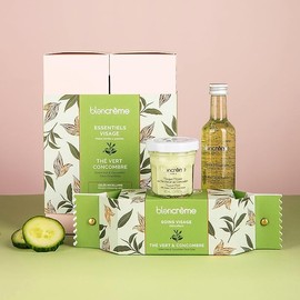 Blancrème - Gift Set 3 Facial Treatments Green Tea Cucumber: Micellar Jelly, Face Scrub, Face Mask, Up to 98% of Ingredients of Natural Origin - Made in France