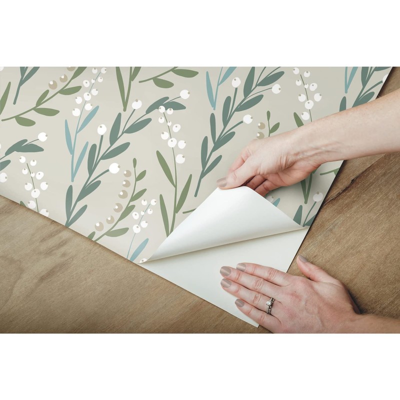 Roommates RMK12169PLW Taupe Budding Branches Peel and Stick Wallpaper