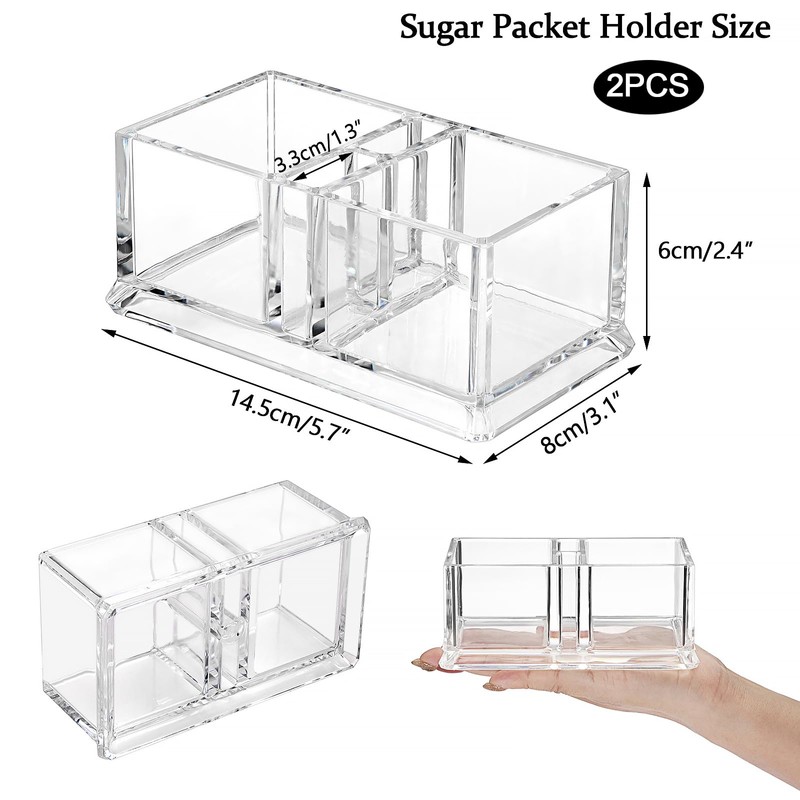 IGNPION 2pcs Sugar Packet Caddy, Plastic Tea Bag Organizer with