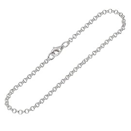 NKlaus Elegant Pea Chain Round 925 Silver 2.5 mm Wide Necklace Silver Chain, 19 centimetres, Sterling Silver
