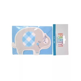 Unique Floral Elephant Blue Boy Baby Shower Party Invitations 8 ct