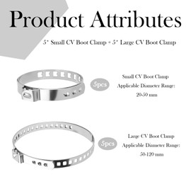 10PCS CV Boot Clamps Kit,Adjustable Tie Rod Boot Clamp for Secure Fixing Hose/Shaft Axle Boots,Universal Stainless Steel CV Axle Boots Clamp Car Accessories for Most Vehicles