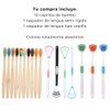 Paquete 10 Cepillos Dientes de Bambú Natural Cerdas Suaves +