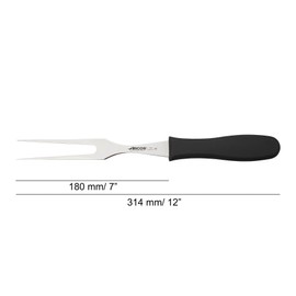 Arcos 290325 Series 2900-carving Fork-Blade Nitrum 180 mm (7.09 Inches) -Handle Polypropylene Black Colour, 18/8 Stainless Steel