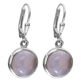 I-be, Rose Quartz Gemstone 10 mm Round Earrings 925 Silver in Gift Box 395311 k KB, Stone