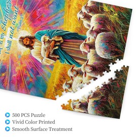 Christian Puzzles for Adults 500 Pieces Religious Bible Verses Jigsaw Puzzles Inspirational Jesus and Lamb Challenging Wooden Puzzle for Family Unzip Game