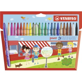 Medium Fibre-Tip Pen - STABILO power - Pack of 24 - Assorted Colours