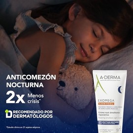 A-DERMA Exomega Control Crema Emoliente Anti-comezn Nocturna para Pieles Secas con Tendencia Atpica, Hidratante Reparadora, 200 ml                    