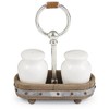 Mud Pie Ceramic Salt and Pepper Set in Wood Caddy,