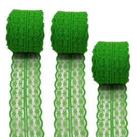 3 Rolls 10 Meters Floral Lace Ribbon Lace Trim Webbing Fabric for DIY Jewelry Making Craft Wedding Accessories Gift Wrapping(Green)