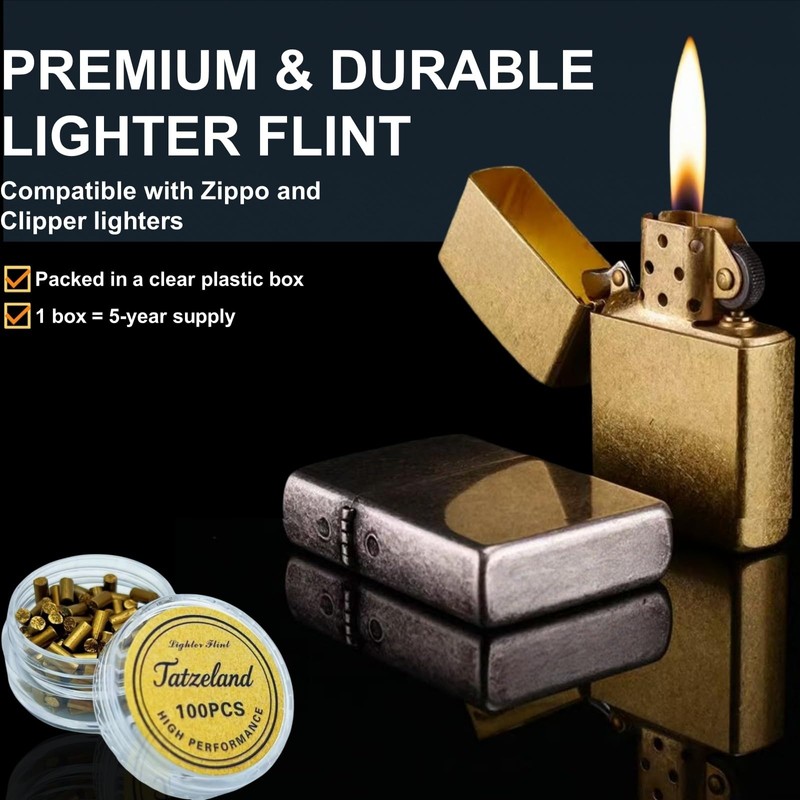 Tatzeland Lighter Flint Kit, 100 Pieces High Performance Flints with