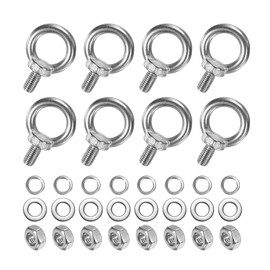 M METERXITY 8-Sets Stainless Eyebolt M10x16mm Shoulder Lifting Eye Bolt with Nuts Washers, Male Screw Thread Ring Shoulder Eye Bolts Length 0.63 Inch for Suspending/Fastening