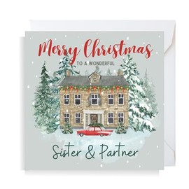 Second Ave Sister & Partner Christmas House Square Xmas Holiday Festive Greetings Card