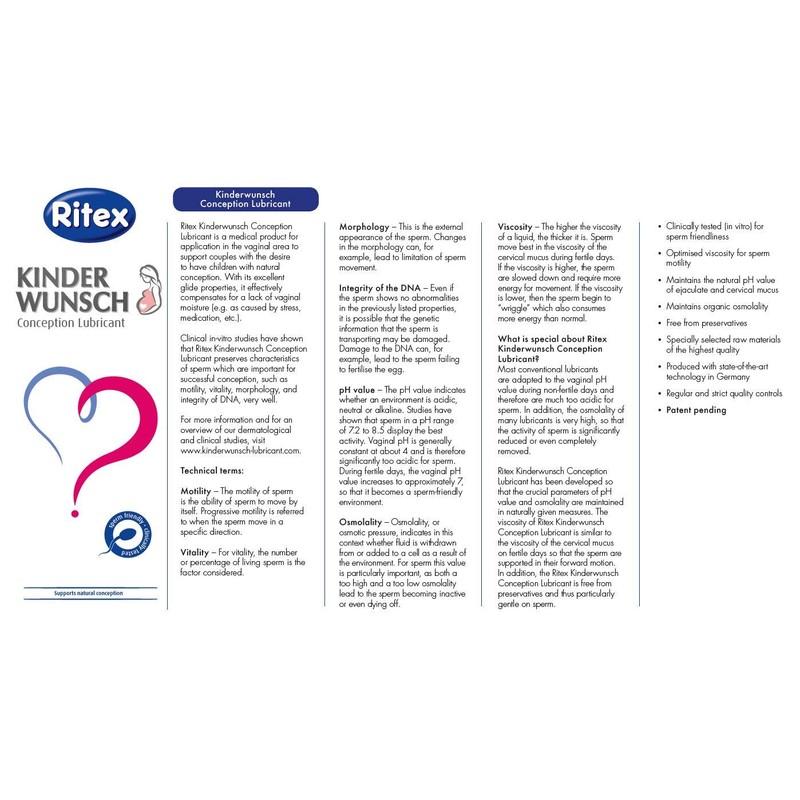 Ritex KINDERWUNSCH Fertility Lubricant Contributes to Natural Design, Clinically Tested,