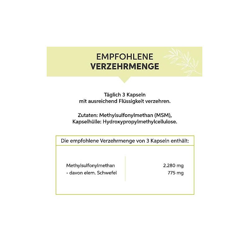 eltabia MSM Kapseln 1000 Stck | Hochdosiert 2280mg Tagesdosis organischer