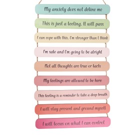 BOXOB Mental Health Reminders, 23.62x11.61in Inspirational Wall Art Wooden Positive Quotes Plaque Wall Decor Hanging Decoration Sign Motivational Gift for Office Home Bedroom Classroom