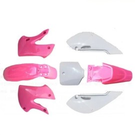 pccmotor PINK WHITE FENDER PLASTIC SET FOR KLX110 PIT BIKE PS24