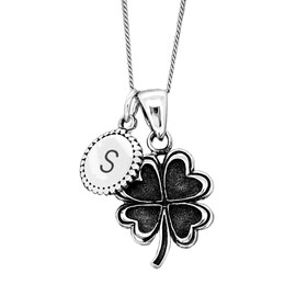 Silver Clover Necklace, Lucky Four leaf Clover Necklace, Perosnalised Clover Necklace, Quality Handmade Silver-KIMNKIM Q28-1
