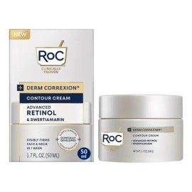 Roc Derm Correxion Crema de Contorno Rostro y Cuello Retinol Avanzado 50ml Aplicación Día Noche para Todo Tipo de Piel Reducción de Líneas