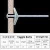 HASWARE Toggle Bolt Zinc Plated Steel and Wing Nut for