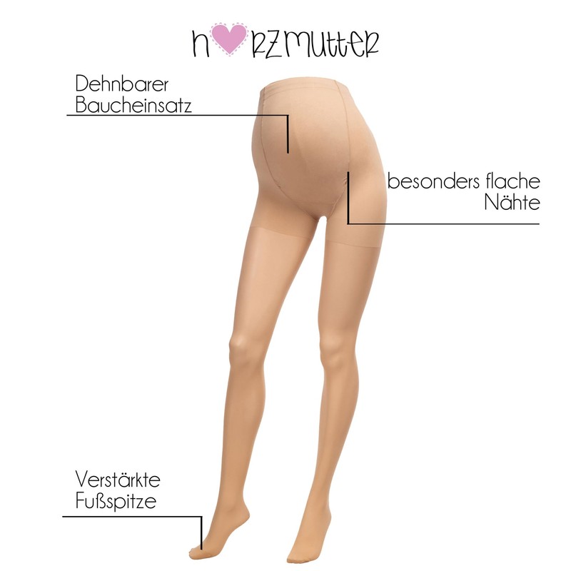 Maternity Tights - 20 Denier Transparent, Matte, Nylon Maternity Tights