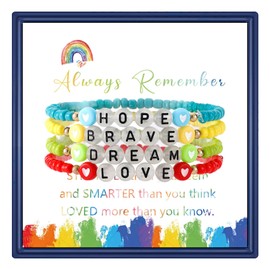 MollyQueen Brave Hope Inspirational Bracelets Boho Bracelets Beaded Bracelets for Women Stackable Bracelets for Women (Brave Hope Dream Love Bracelet)