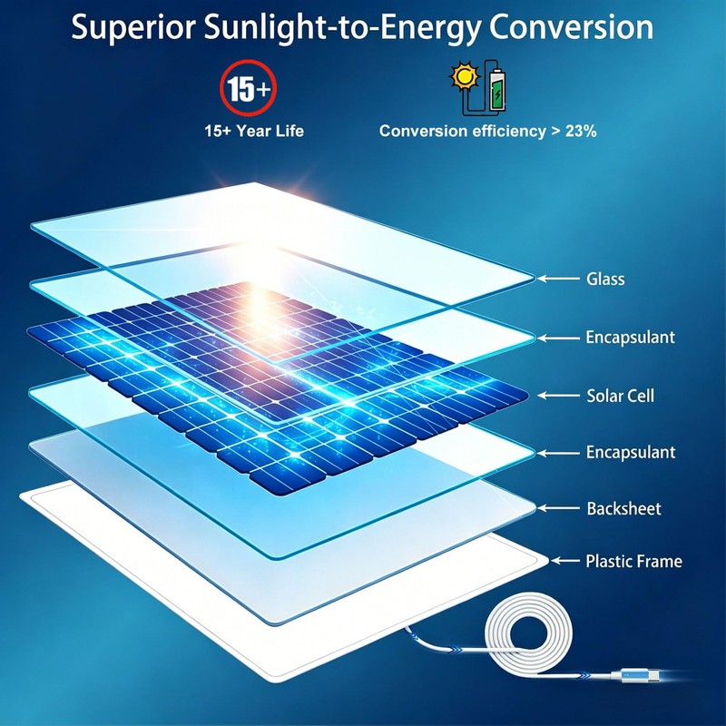 AQUZO 6W Solar Panel Charger for Outdoor Security Camera
