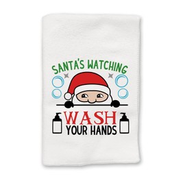 Christmas Decor | Decorative Kitchen and Bath Hand Towels | Wash Your Hands | XMAS Winter Novelty | White Towel Home Holiday Decorations | Gift Present