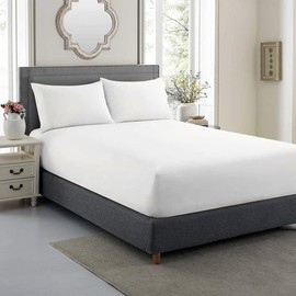 SeventhStitch Extra Deep 16” / 40cm Fitted Sheet 100% Egyptian Cotton 200 Thread Count Luxury Hotel Quality Soft Sateen Bed Sheets Double Size (White, Double) (FTD-44)