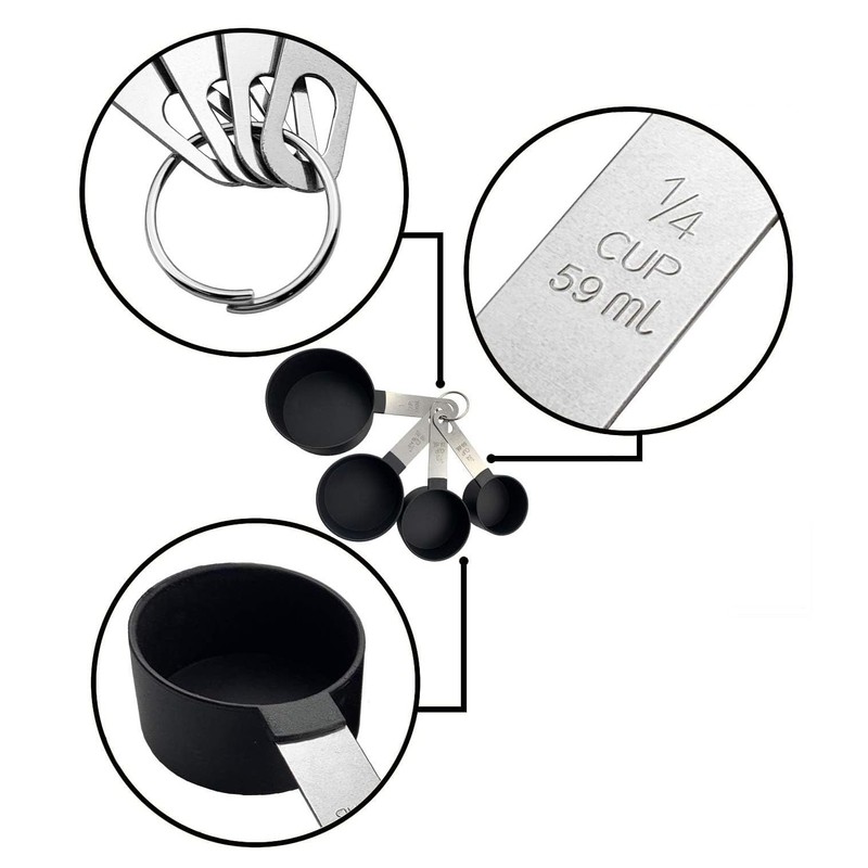 black Measuring Tools 8-Piece - 4 Measuring Cups / 4