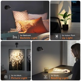 LED Wireless Spotlights Indoor with Remote Rechargeable Uplights Indoor with Timer Dimmable CRI 90+ Picture Light Battery Operated Spot Lights Indoor Accent Uplighting for Plant Reading, 2 Pack