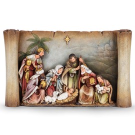 Sandstone Nativity Scroll 10 x 16 Resin Stone Decorative Wall Sign
