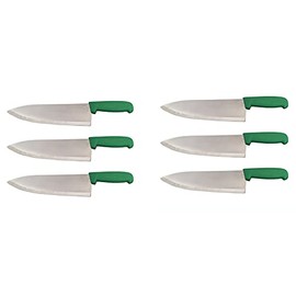 Cozzini Cutlery Imports 10" Chef Knife Choose Your Color - Razor Sharp Commercial Kitchen Cutlery - Cook's Knives (6 Pack - Green)