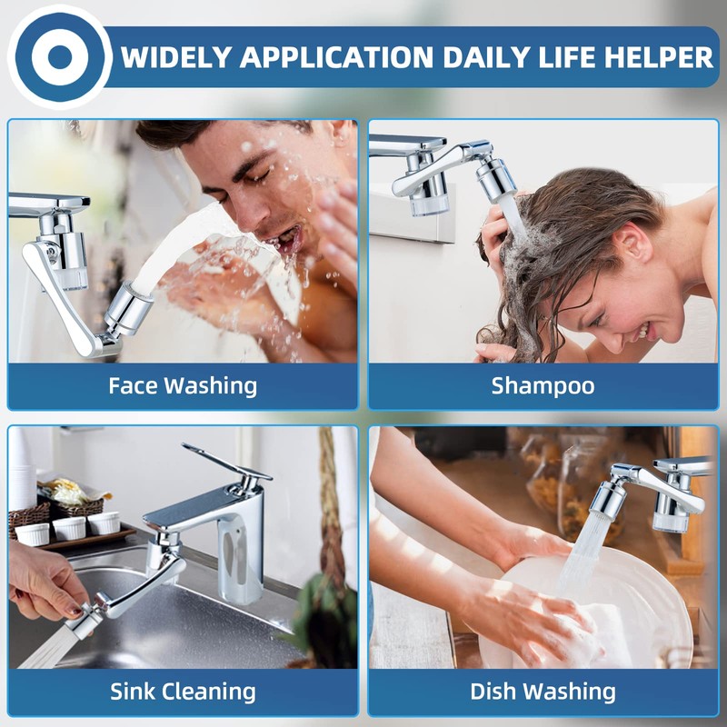 1080°Swivel Filter Faucet Extender Aerator - 8 Pcs Replacement Water