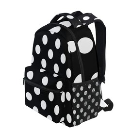 ALAZA Black White Polka Dot Backpack Daypack College School Travel Shoulder Bag
