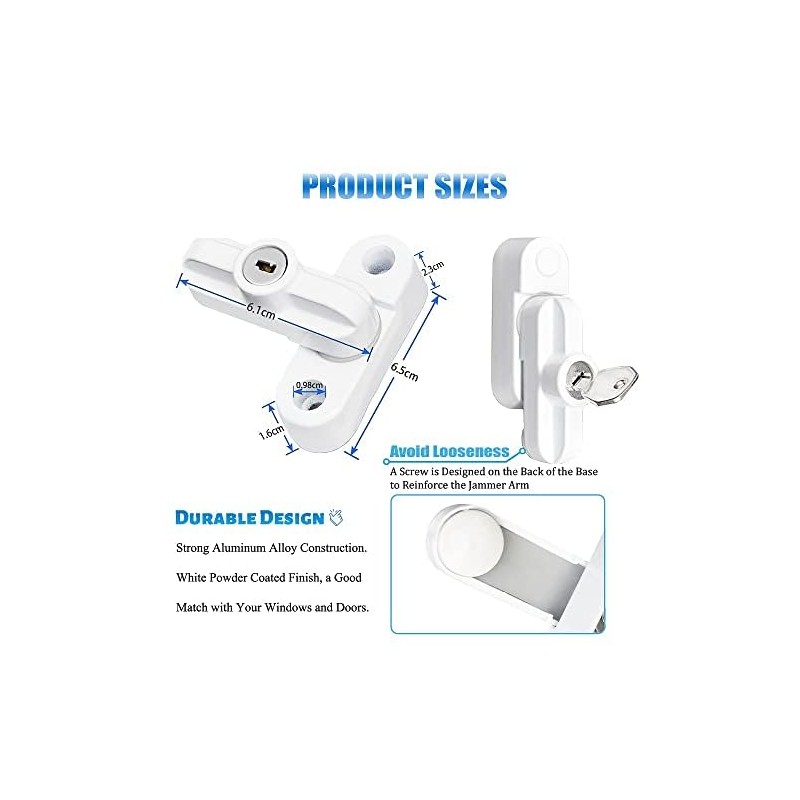 Window Sash Jammer Locks Set 2 PCS Window Locks and