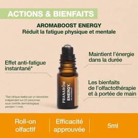Pranarôm Aromaboost Energy Bio – Duftroller Energie – reduziert körperliche und geistige Müdigkeit – Sofortige Wirkung – ätherisches Bio-Waldkieferöl – 5 ml