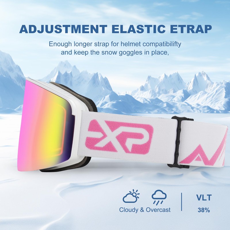 EXP VISION Ski/Snowboard Goggles, Magnetic Lens Snow Goggles with Anti-Fog