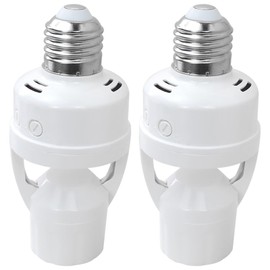 BUTITNOW 2pcs Motion Activated Light Sockets, E26/E27 Screw in Add on/Off Motion Sensor Sockets for Indoor Lighting, Dusk and Dawn Dark Night Auto Motion Sensor Light Sockets